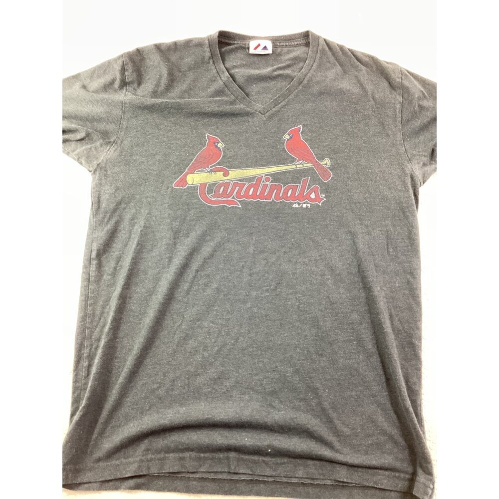 Majestic St. Louis Cardinals Gray V-Neck T-Shirt*Mens L Cotton Blend*Sports